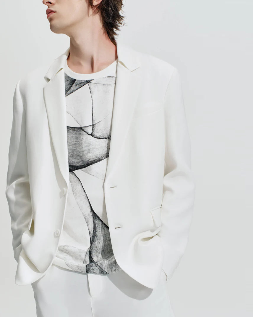 HARRISON WONG / Acetate Boxy Blazer With Bartack Collar