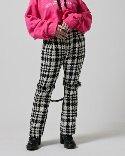 Bennu / Wooly Tweed Boot-Cut Bondage Trousers - WHITE