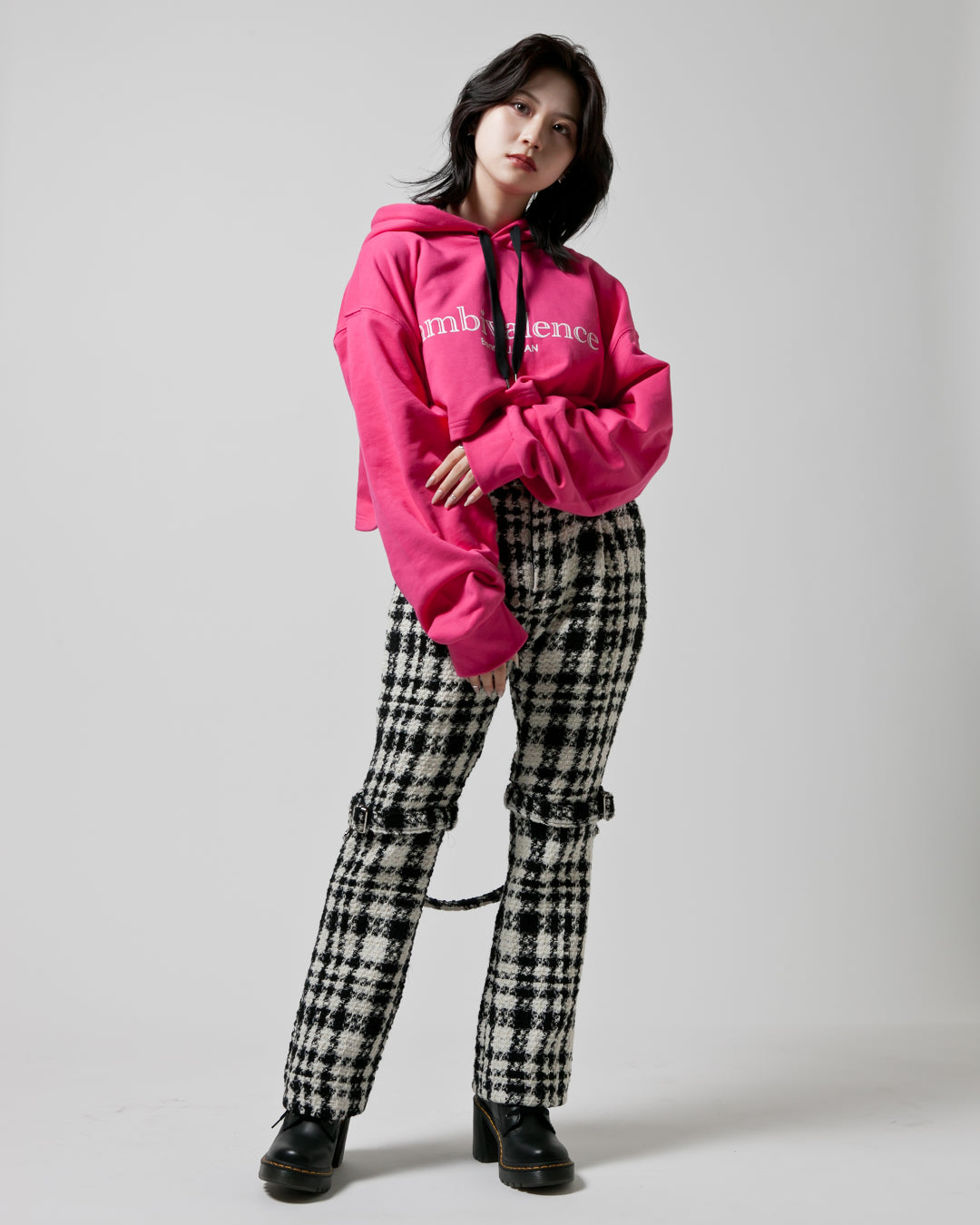 Bennu / Wooly Tweed Boot-Cut Bondage Trousers - WHITE