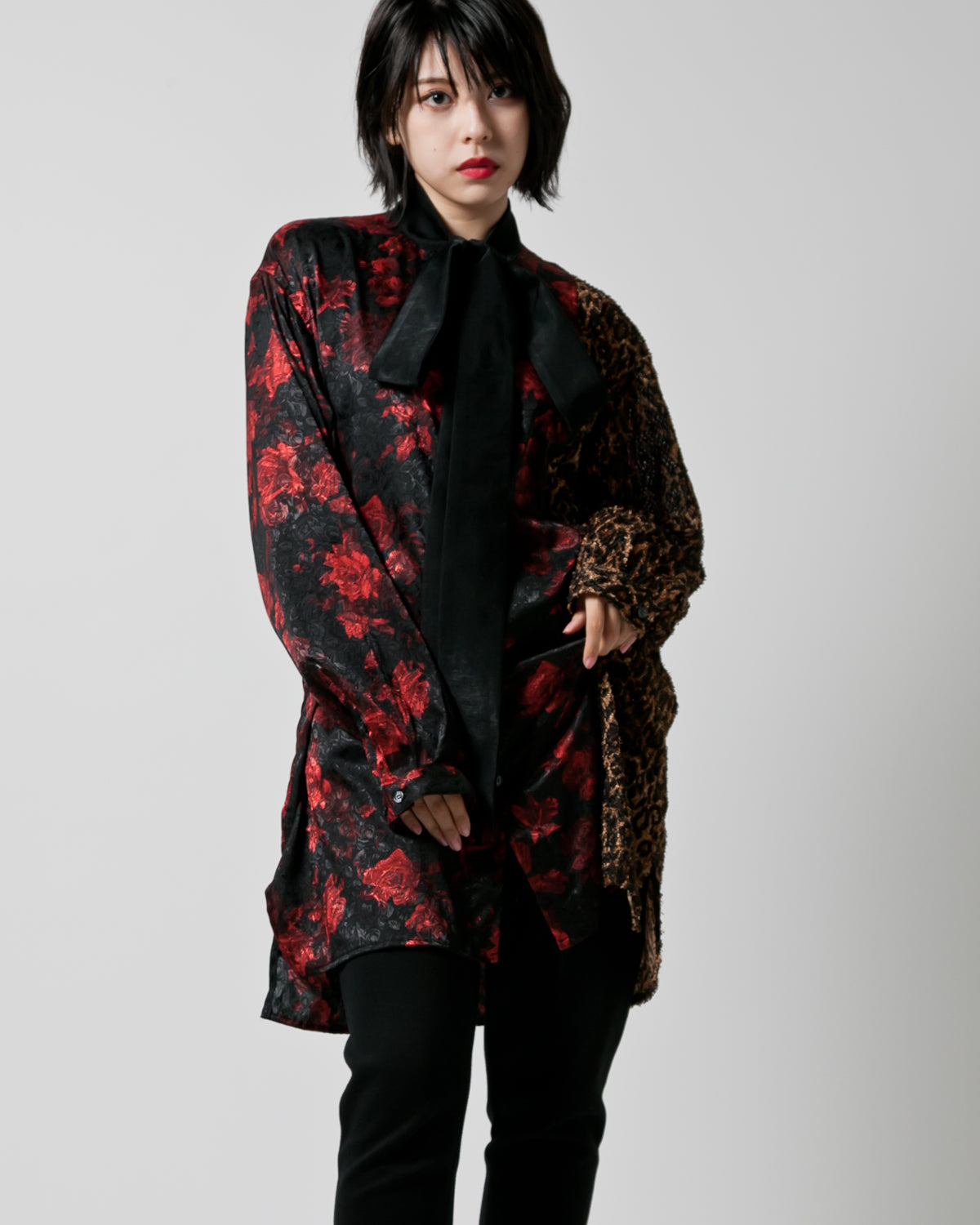 Bennu / Multi-Collar Flower × Leopard Long Shirts