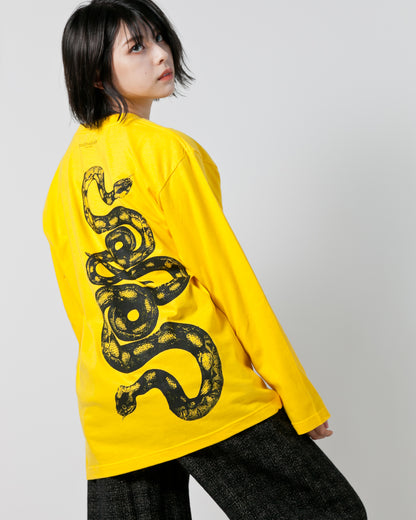 Bennu × TT / Snake Printed Long Sleeve Tee - YELLOW