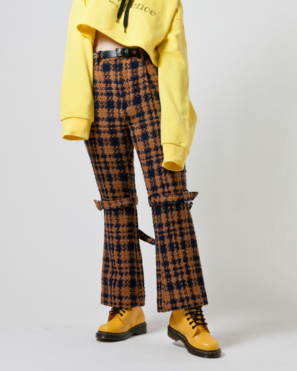 Bennu / Wooly Tweed Boot-Cut Bondage Trousers - ORANGE