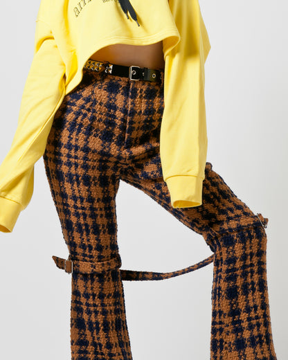 Bennu / Wooly Tweed Boot-Cut Bondage Trousers - ORANGE
