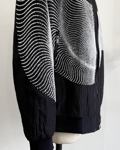 HARRISON WONG / Bomber Jacket With Wavy Dots Lines Embroidery