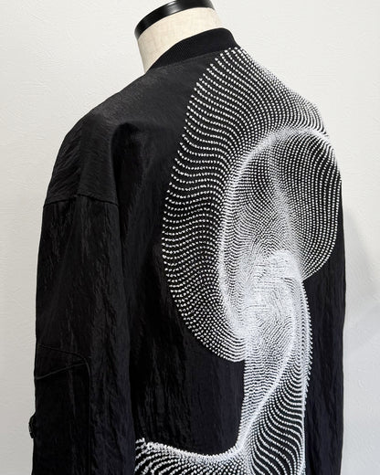 HARRISON WONG / Bomber Jacket With Wavy Dots Lines Embroidery