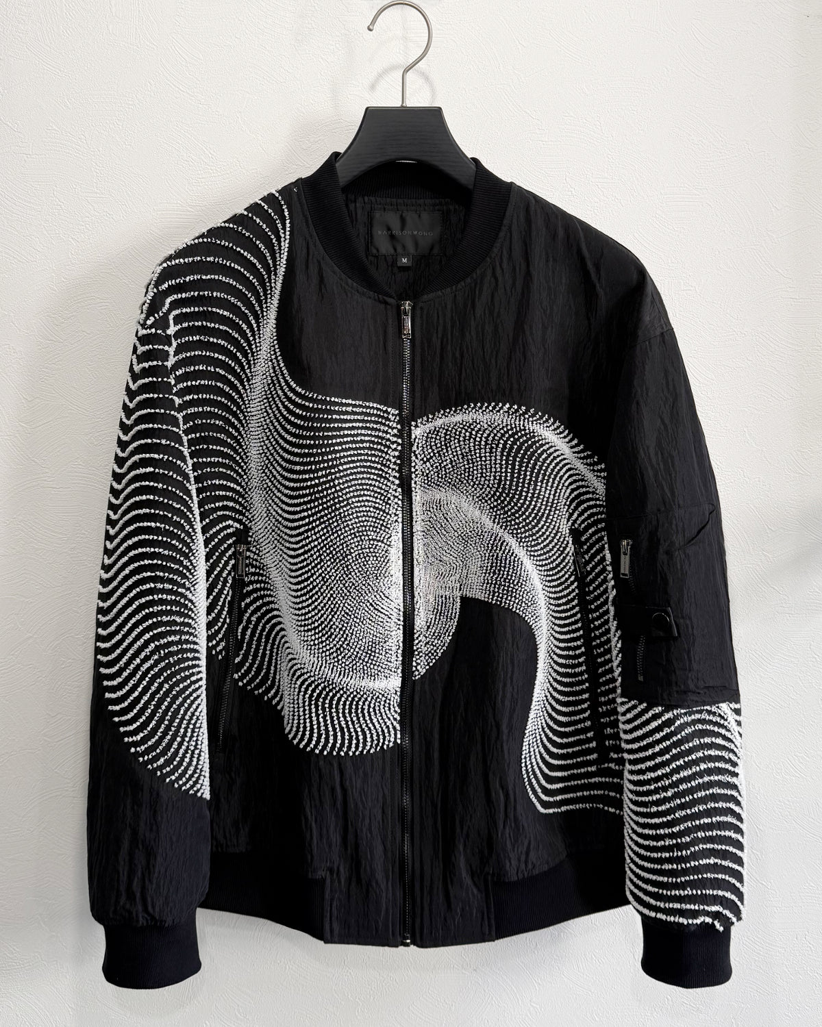 HARRISON WONG / Bomber Jacket With Wavy Dots Lines Embroidery