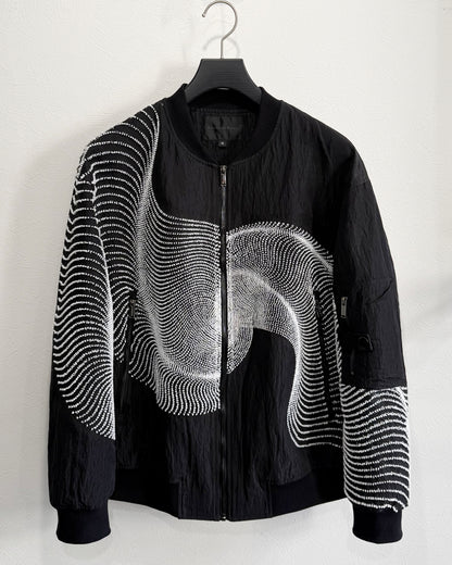 HARRISON WONG / Bomber Jacket With Wavy Dots Lines Embroidery