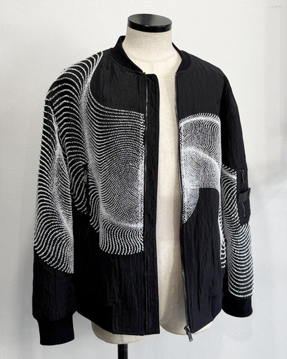 HARRISON WONG / Bomber Jacket With Wavy Dots Lines Embroidery
