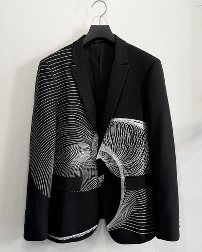 HARRISON WONG / Wool Blazer With Twisted Wavy Lines Embroidery