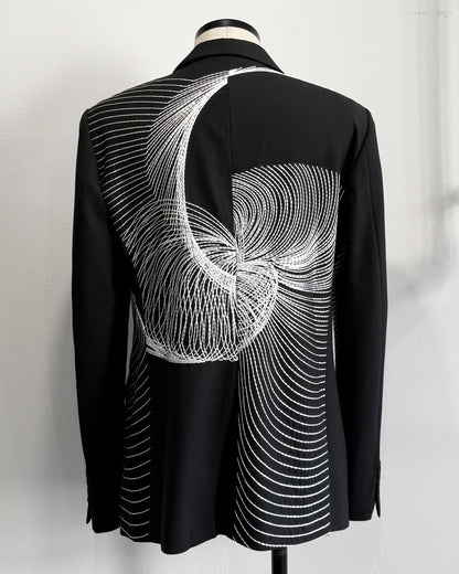 HARRISON WONG / Wool Blazer With Twisted Wavy Lines Embroidery