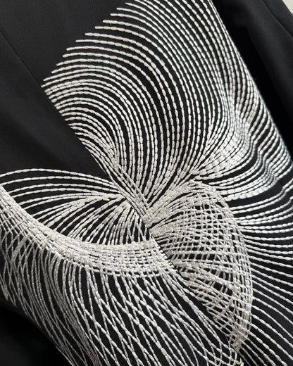 HARRISON WONG / Wool Blazer With Twisted Wavy Lines Embroidery